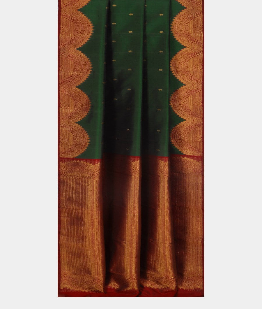 Bottle Green Handwoven Kanjivaram Silk Saree T3867182