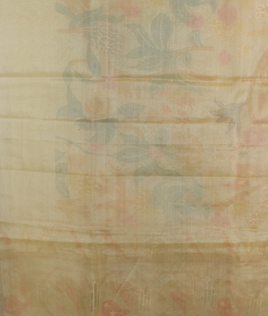 Beige Kora Organza Printed Saree T4003063