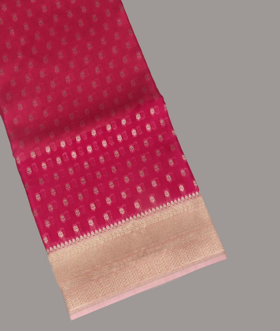 Magenta Banaras Organza Saree T405528-image