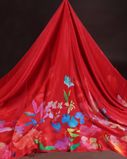 Red Printed Satin Crepe Silk Saree T4218174