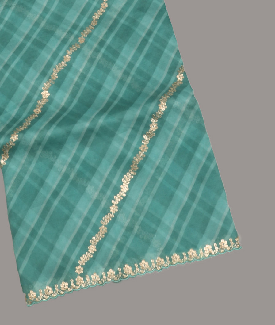 Blue Kora Organza Embroidery Saree T373896-image