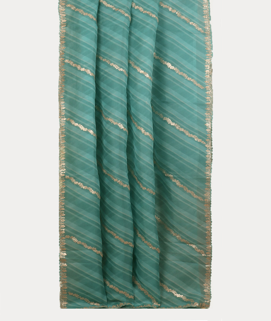 Blue Kora Organza Embroidery Saree T3738962