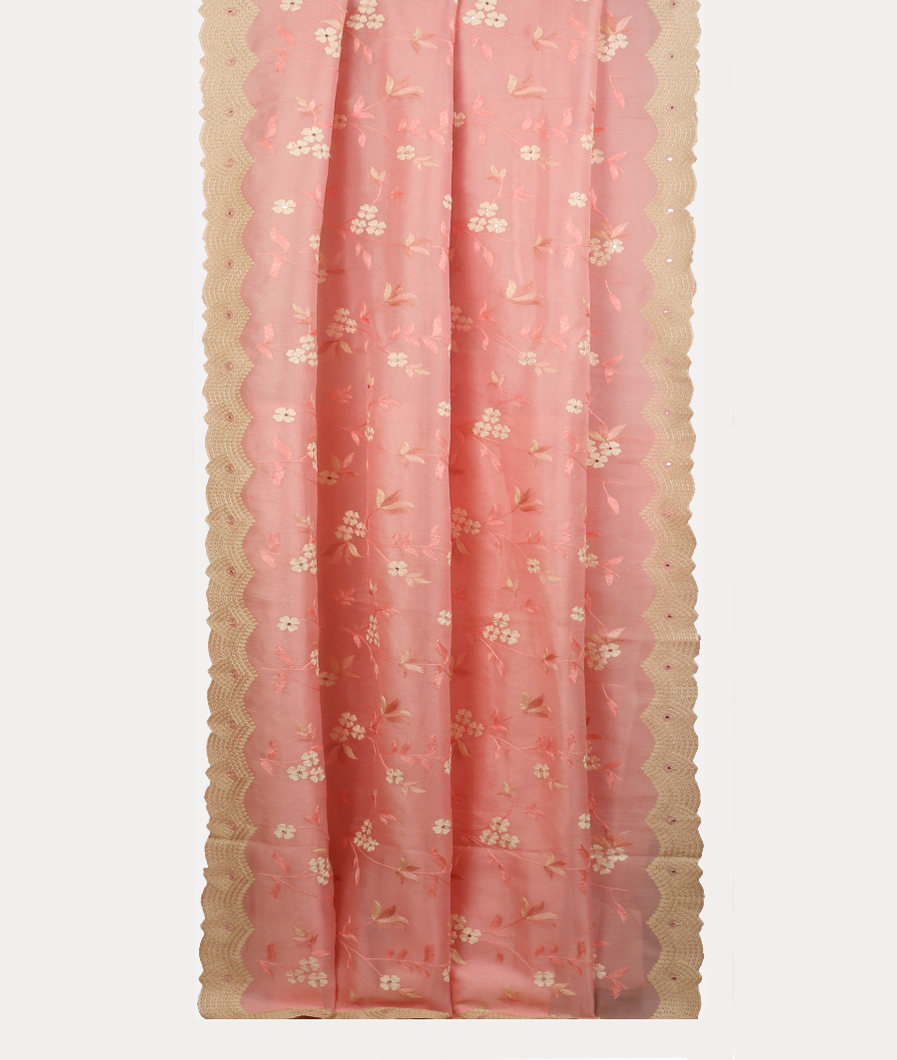 Pink Kora Organza Embroidery Saree T3811592