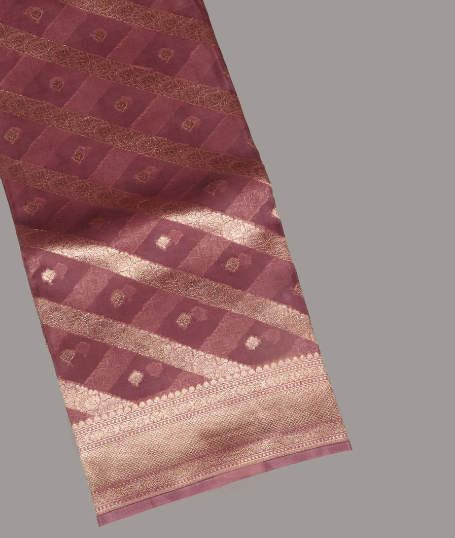 Mauve Pink Banaras Organza Saree T352437-image