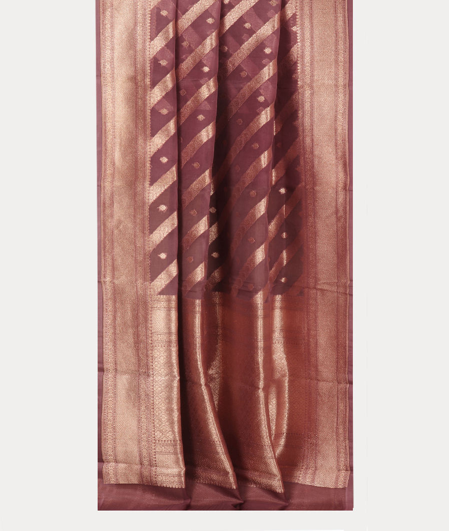Mauve Pink Banaras Organza Saree T3524372