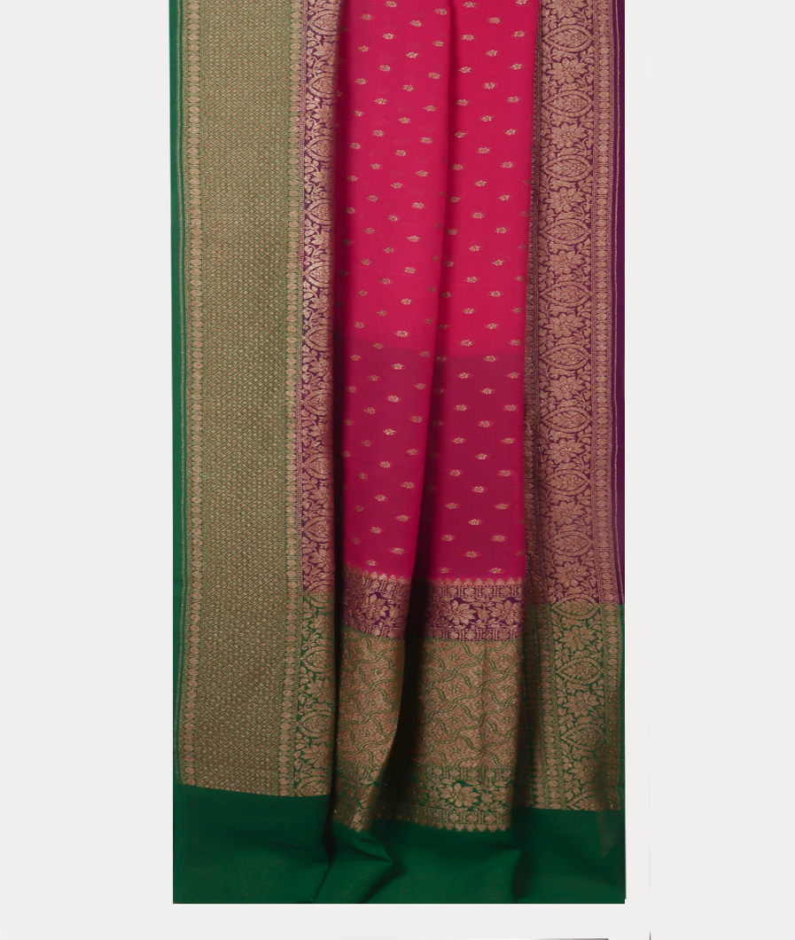 Magenta Banaras Georgette Silk Saree T2669662