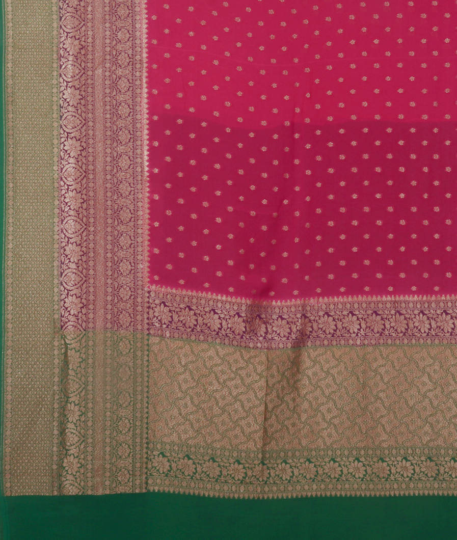 Magenta Banaras Georgette Silk Saree T2669664
