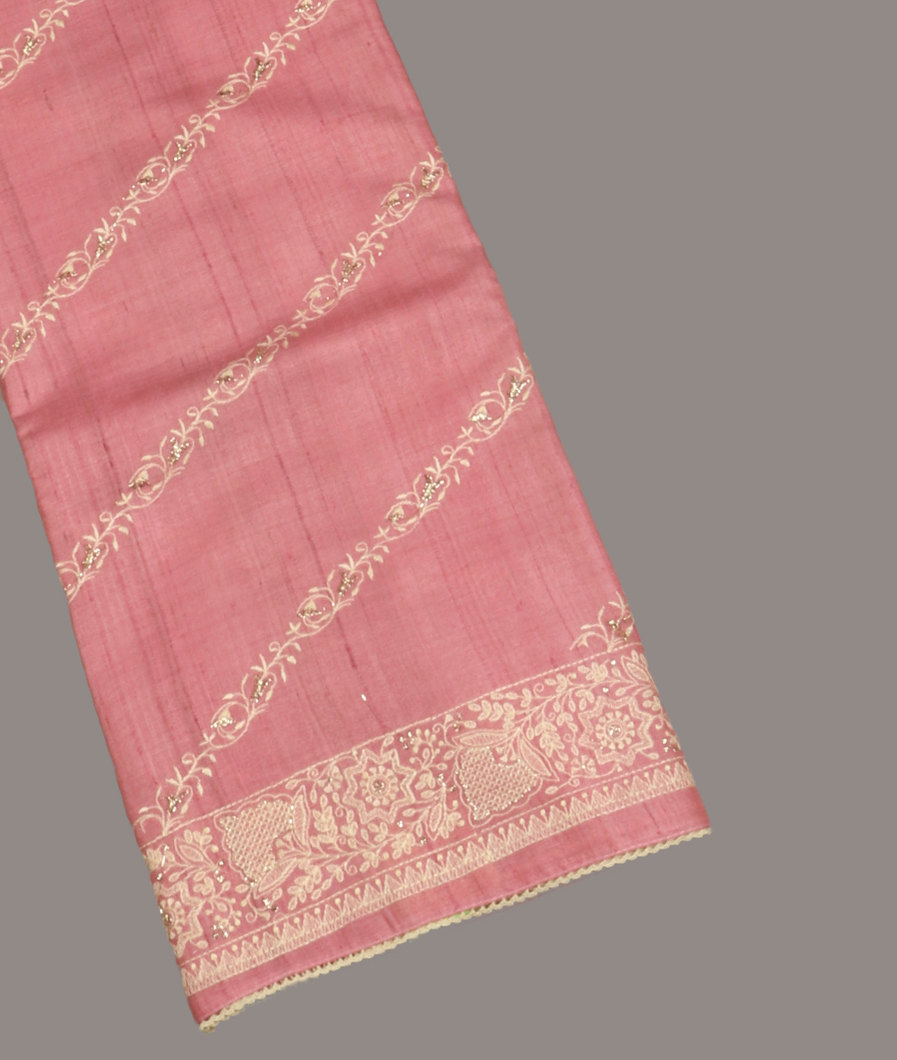 Pink Tussar Embroidery Saree T399753-image