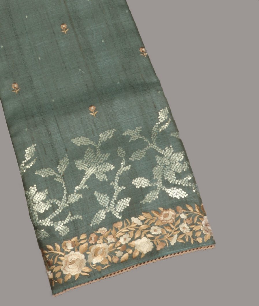 Green Tussar Embroidery Saree T399769-image