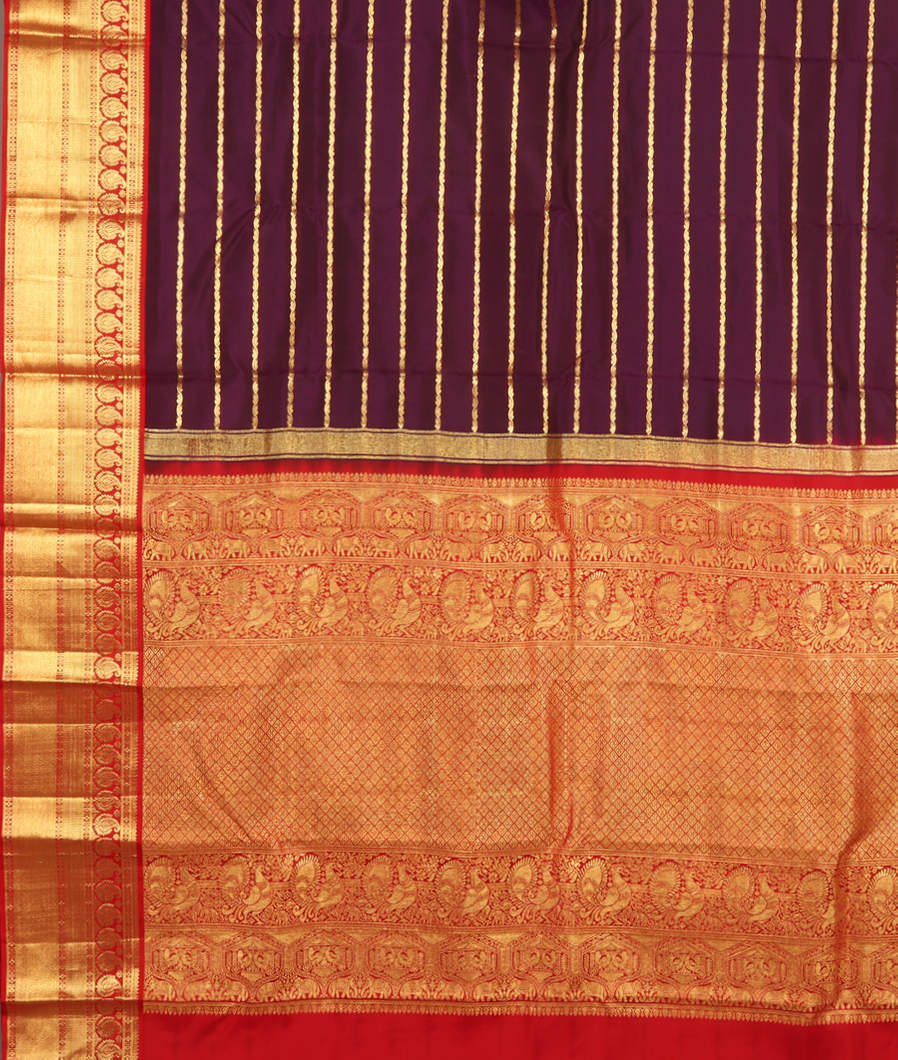 Purple Handwoven Kanjivaram Silk Saree T3077474
