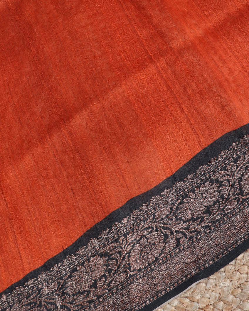 Elephant Grey Printed Banaras Tussar Georgette Saree T4238493