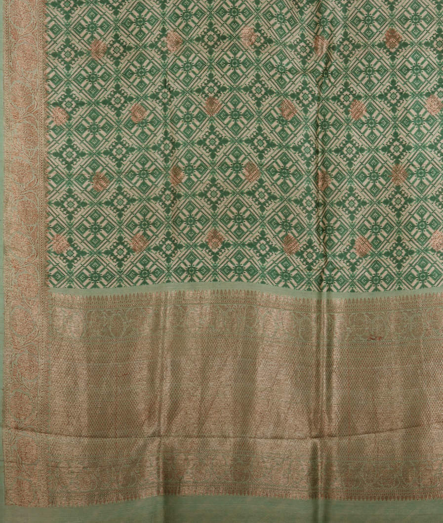 Beige Banaras Tussar Georgette Saree T4161474