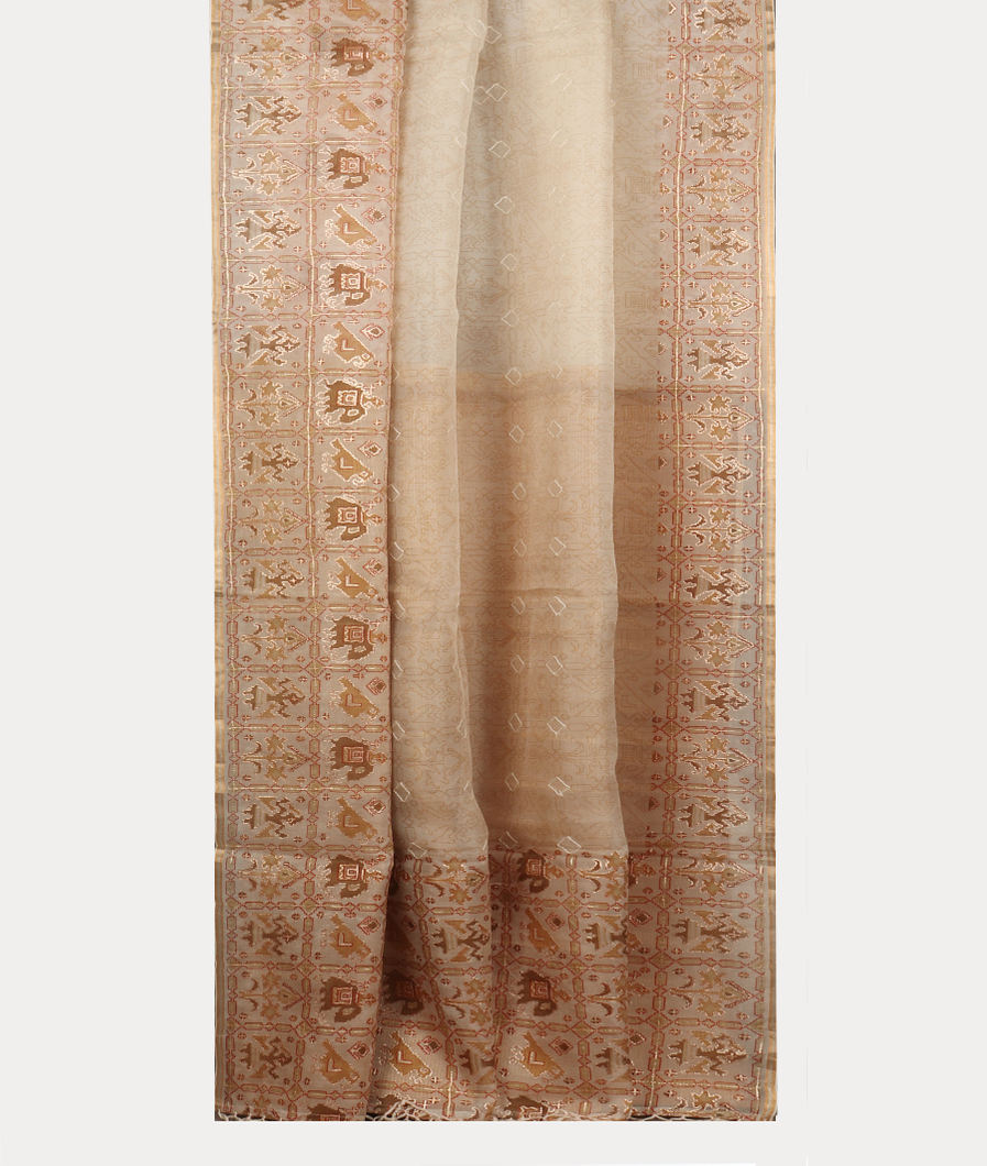 Grey Kora Organza Embroidery Saree T4003142