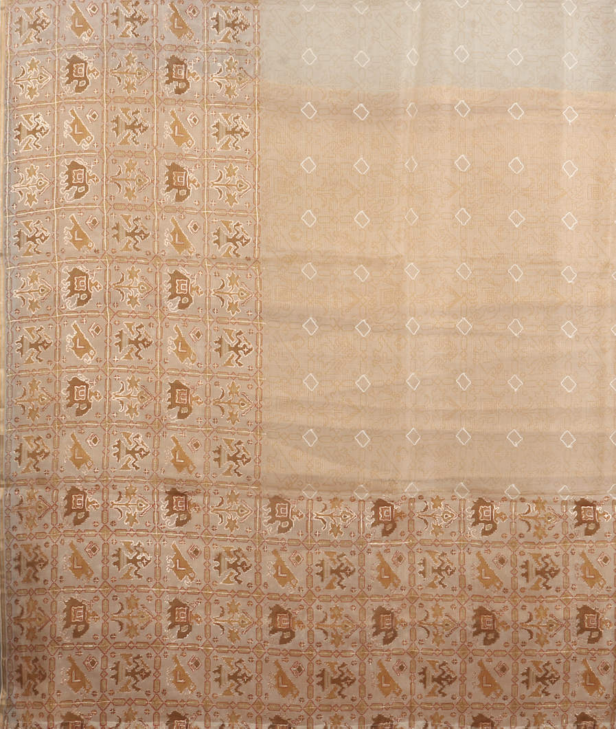 Grey Kora Organza Embroidery Saree T4003144