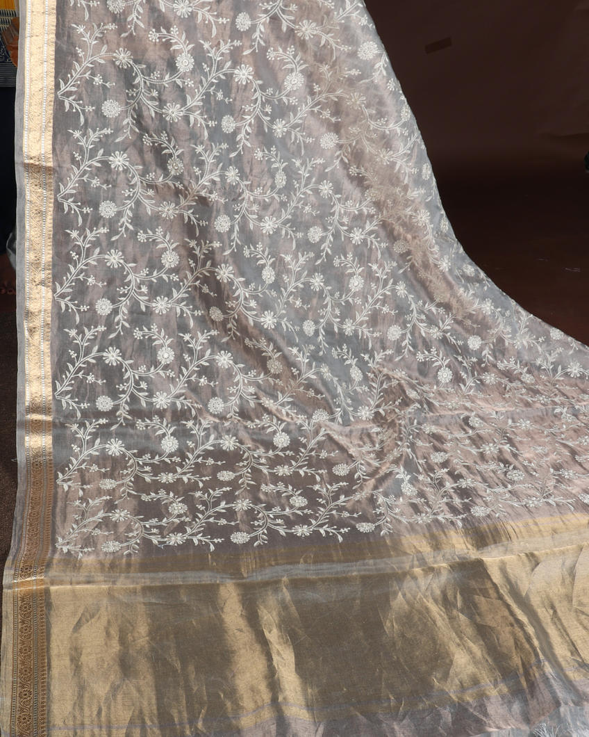 Grey Kora Tissue Organza Embroidery T4229102