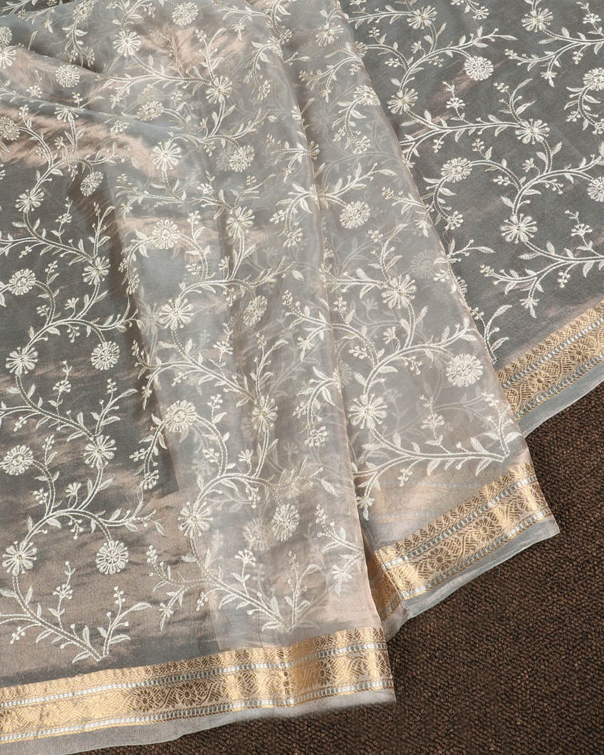 Grey Kora Tissue Organza Embroidery T4229105