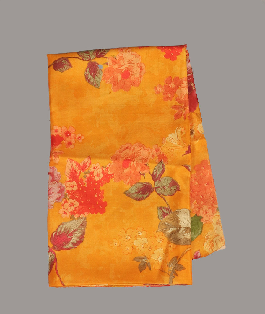 Yellow Hand Printed Kanjivaram Silk Blouse T398414-image