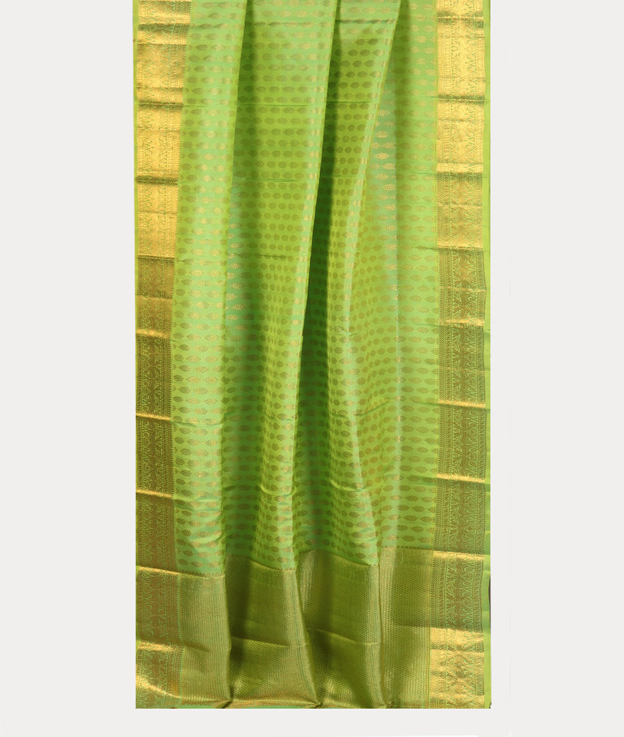 Yellowish Green Handwoven Kanjivaram Silk Dupatta T4198432