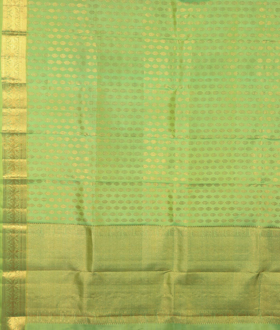Yellowish Green Handwoven Kanjivaram Silk Dupatta T4198433
