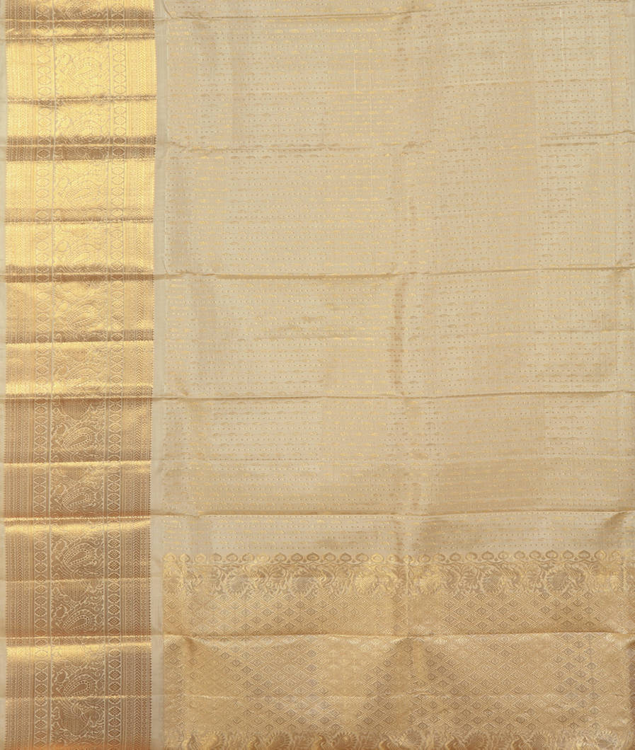 Cream Handwoven Kanjivaram Silk Dupatta T3871803