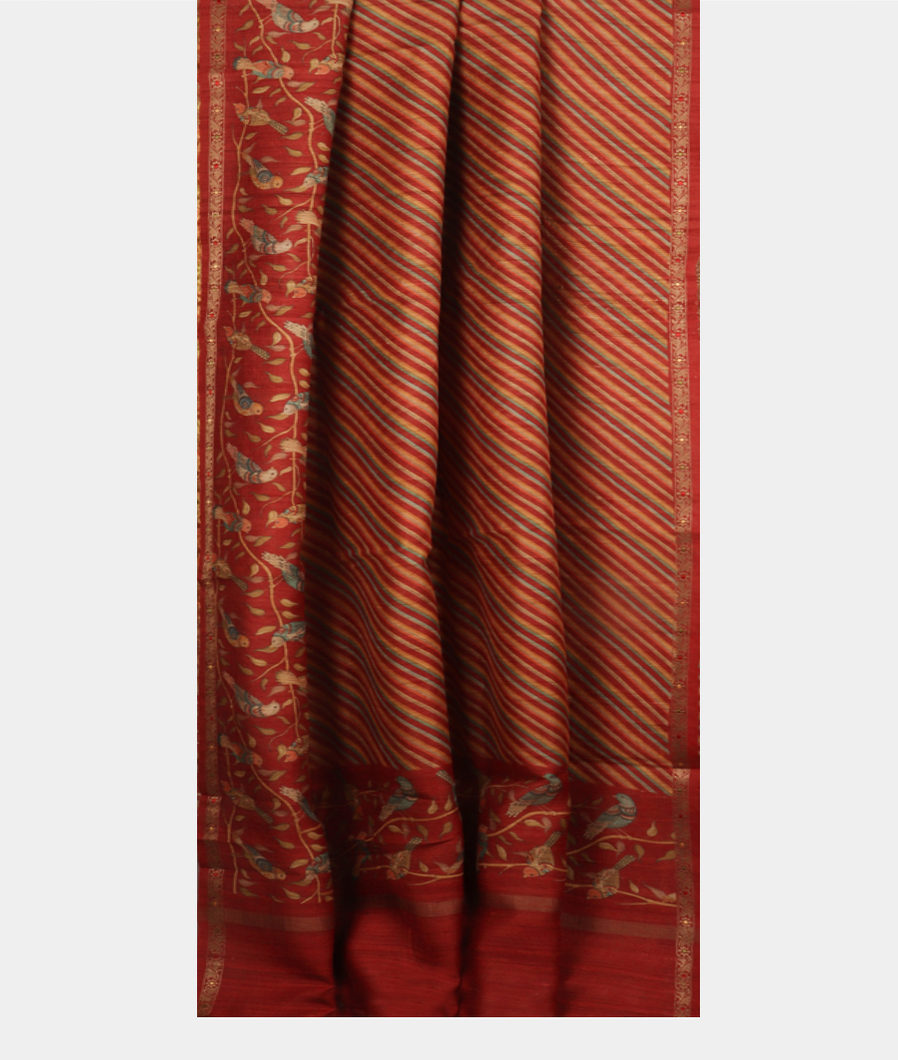 Red Banaras Tussar Georgette Saree T4132002