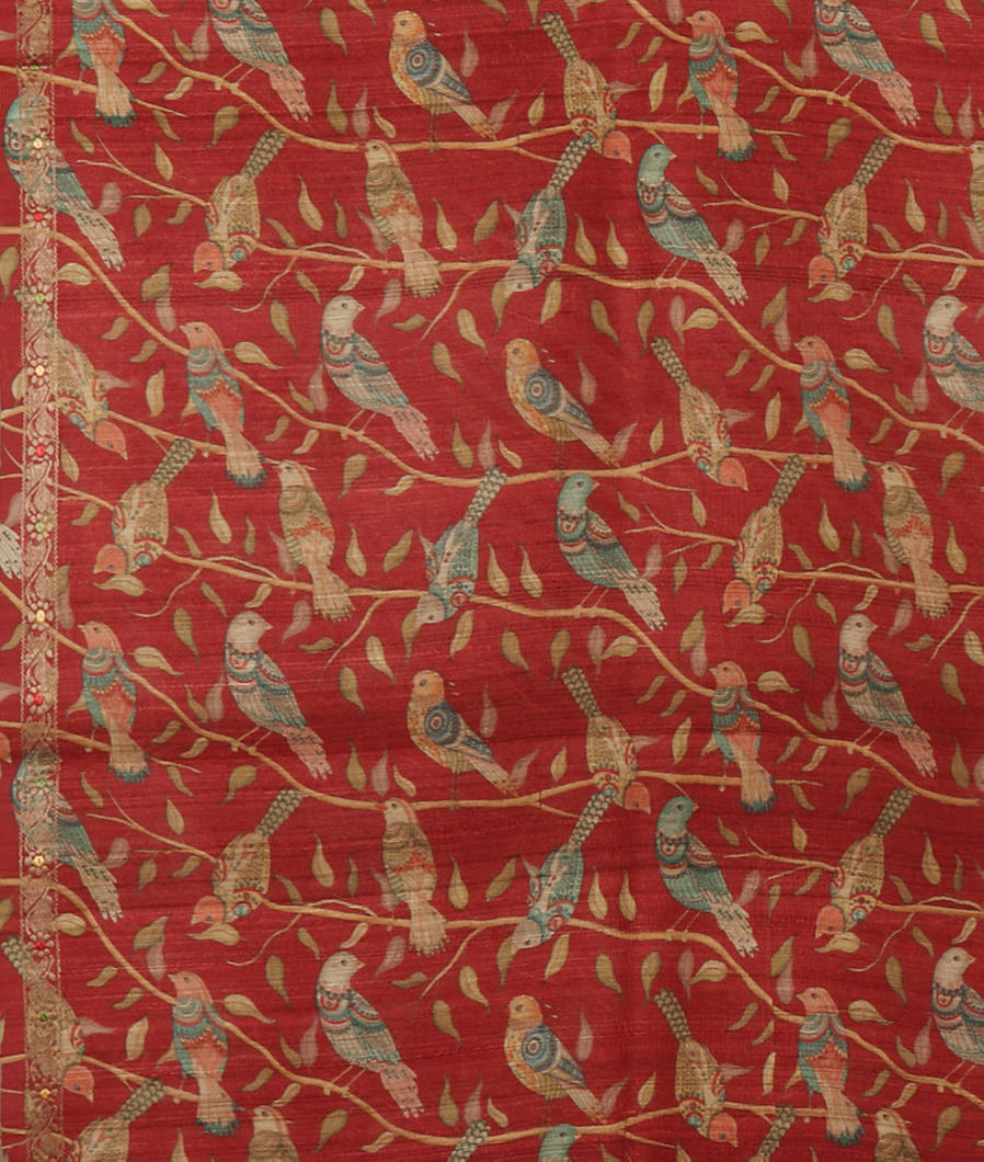 Red Banaras Tussar Georgette Saree T4132003