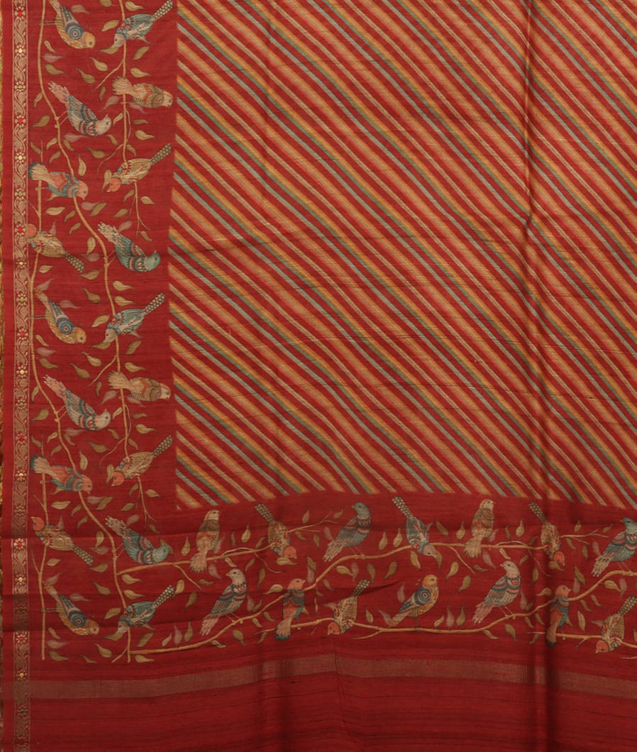 Red Banaras Tussar Georgette Saree T4132004