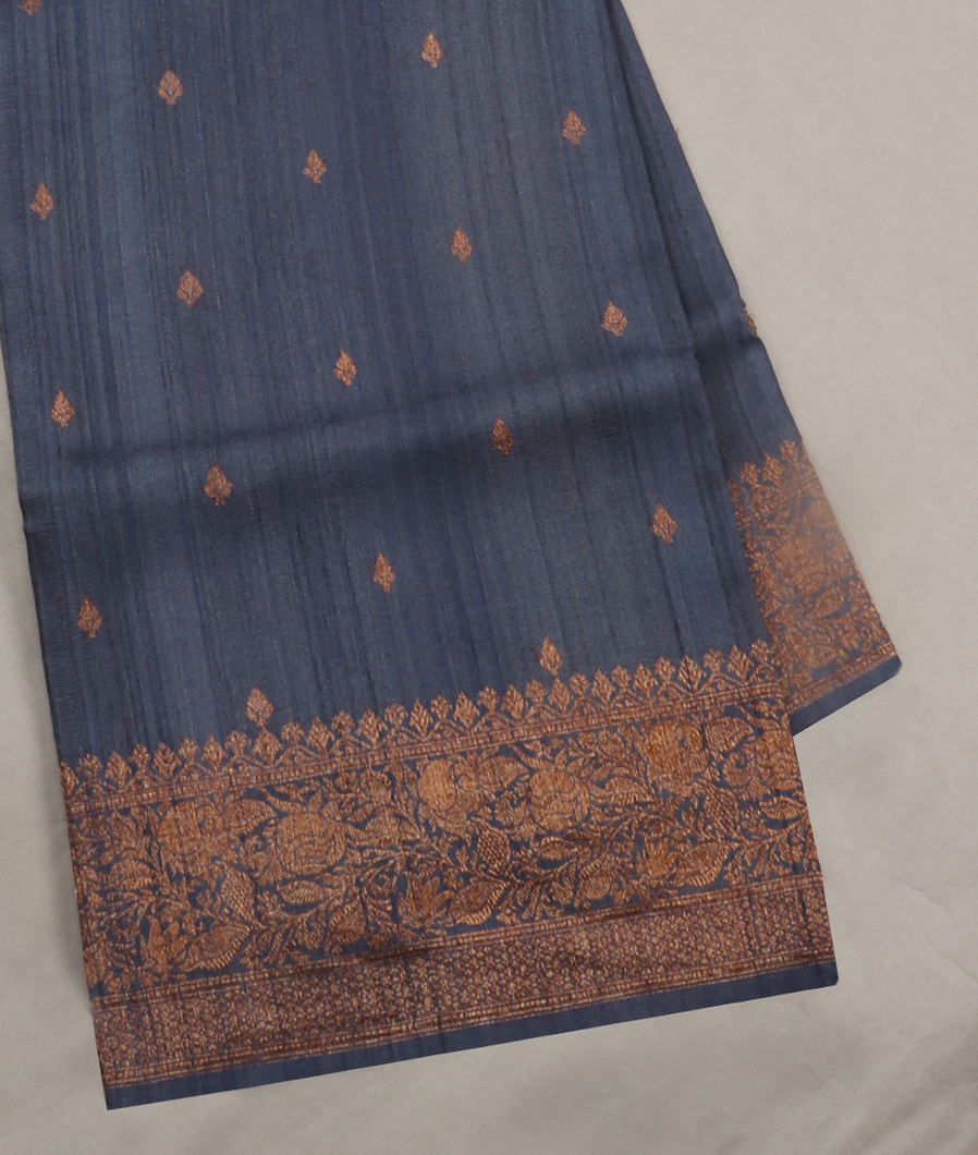 Blue Banaras Tussar Georgette Saree T346581-image