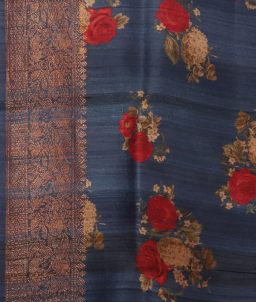 Blue Banaras Tussar Georgette Saree T3465813