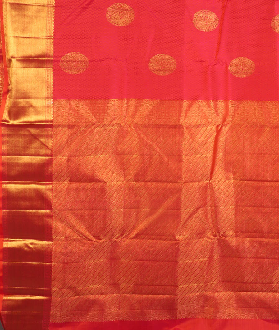 Pinkish Orange Handwoven Kanjivaram Silk Saree T3926424