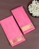 Pink Handwoven Kanjivaram Silk Dhoti and Vastharam T4215581