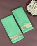 Green Handwoven Kanjivaram Silk Dhoti and Vastharam T4215611