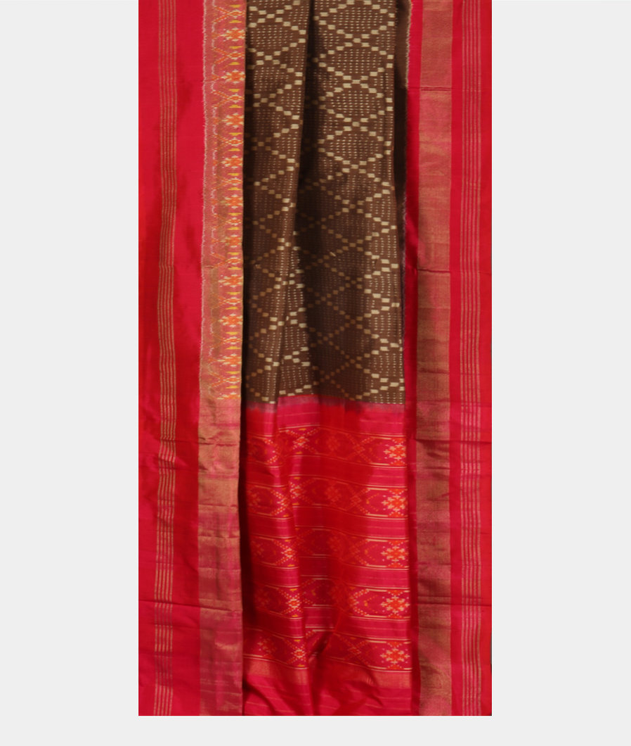 Brown Ikat Silk Saree T4254492