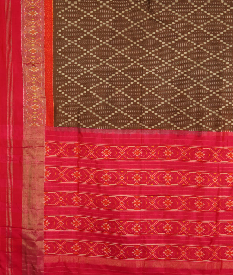 Brown Ikat Silk Saree T4254494