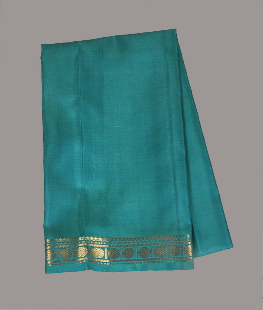 Peacock Blue Handwoven Kanjivaram Silk Blouse T398665-image