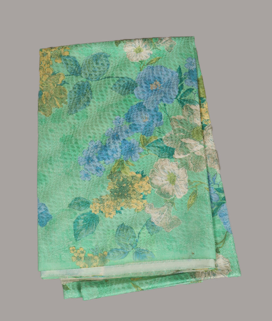 Green Hand Printed Kanjivaram Silk Blouse T421454-image