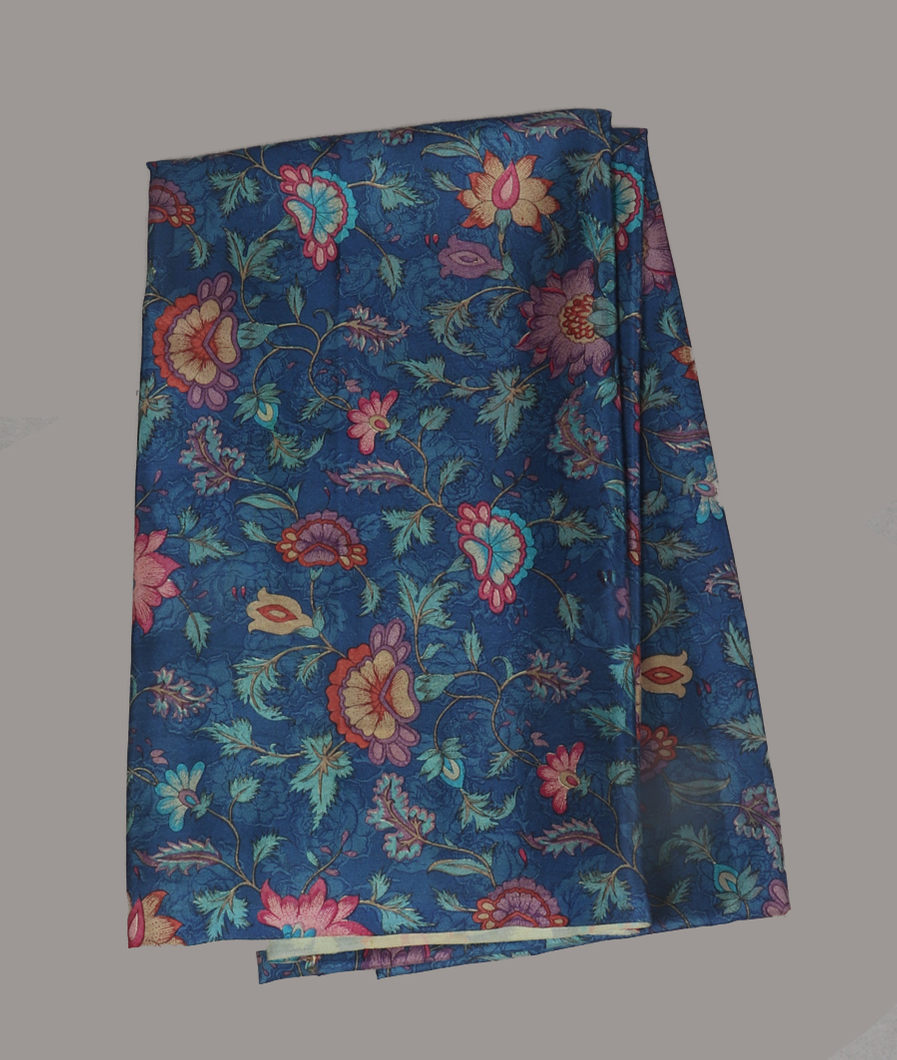 Blue Hand Printed Kanjivaram Silk Blouse T421452-image