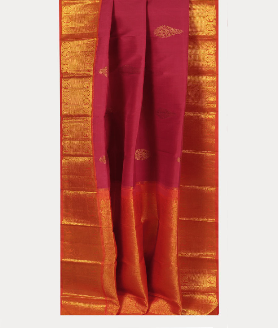 Reddish Pink Handwoven Kanjivaram Silk Saree T3077782
