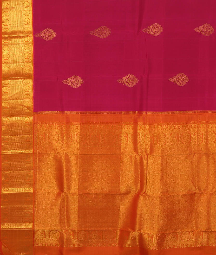 Reddish Pink Handwoven Kanjivaram Silk Saree T3077784