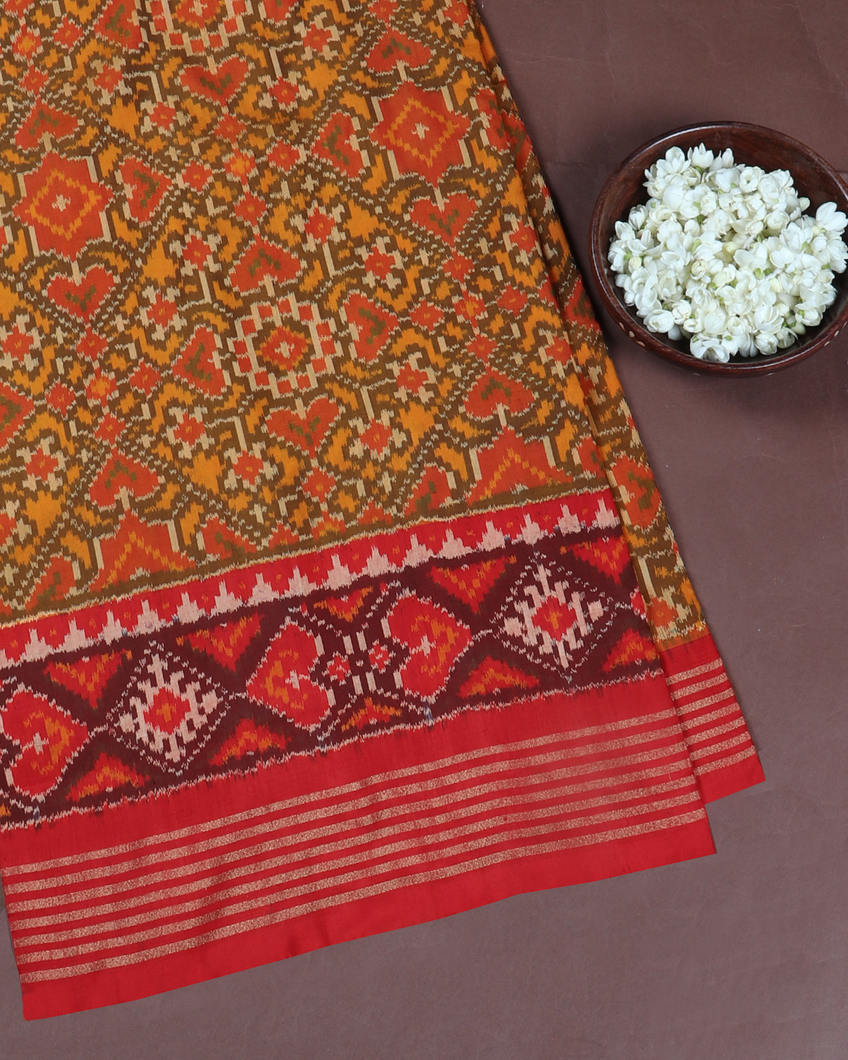 Yellow Ikat Silk Saree T419347-image