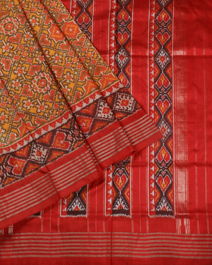 Yellow Ikat Silk Saree T4193472