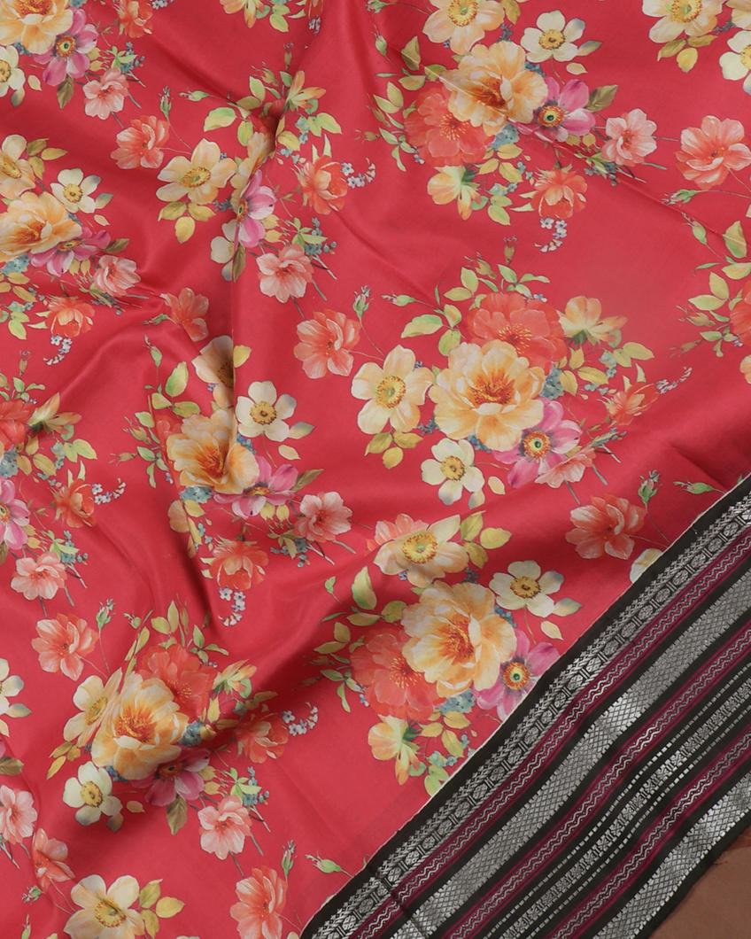 Red Printed Kanjivaram Silk Saree T4128564