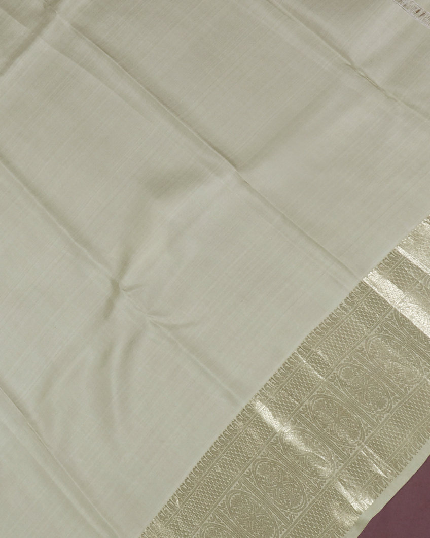 Greenish Beige Printed Kanjivaram Silk Saree T3976603