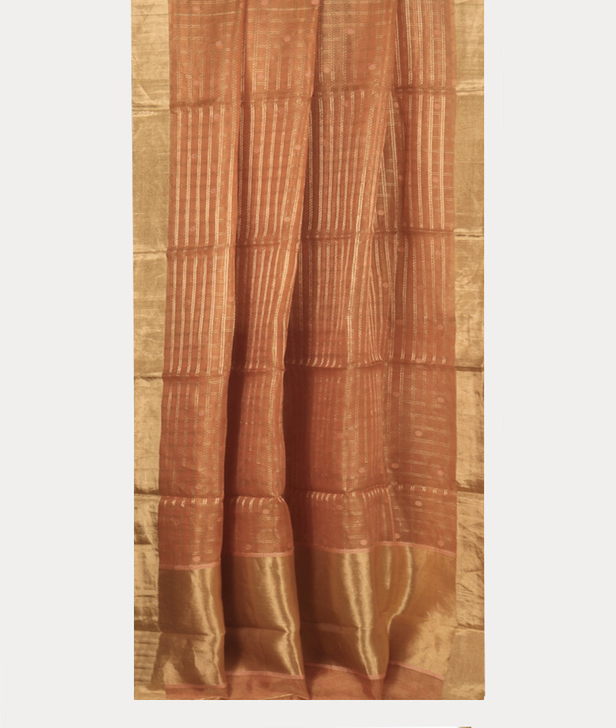 Peach Woven Tissue Organza Saree T1568532