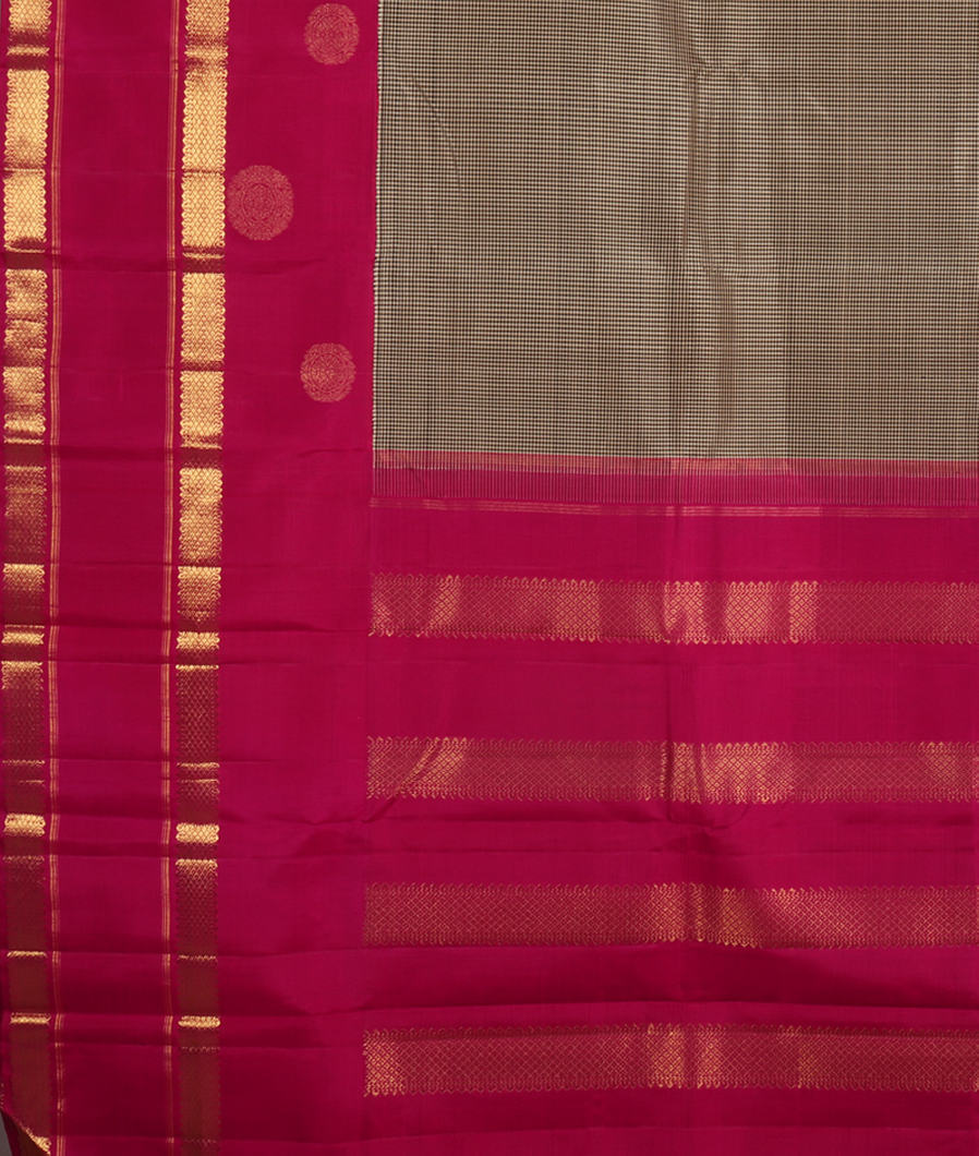 Black and Grey Handwoven Kanjivaram Silk Saree T4213314