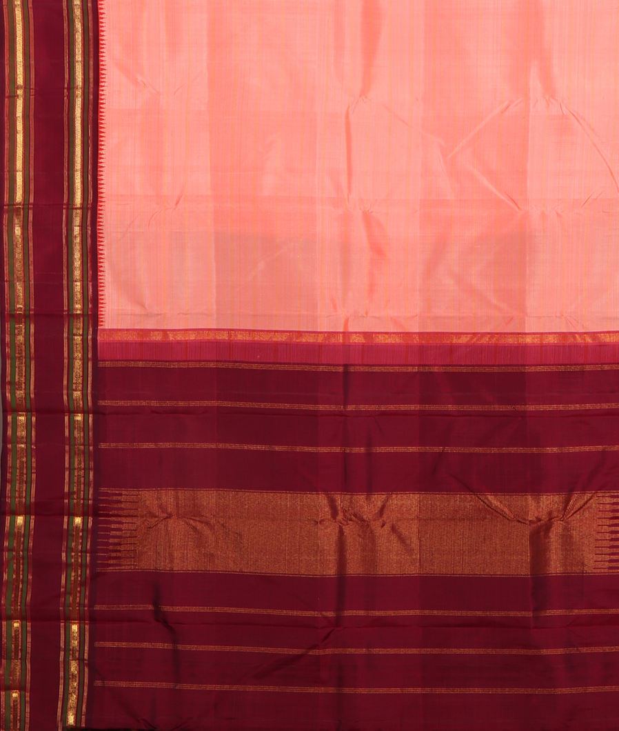 Peach Handwoven Kanjivaram Silk Saree T4242184