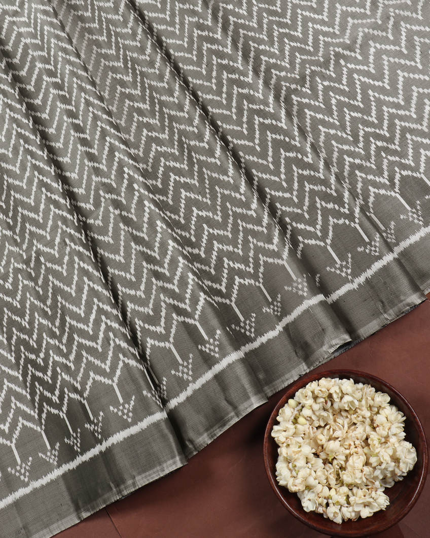 Grey Patola Silk Saree T4237444