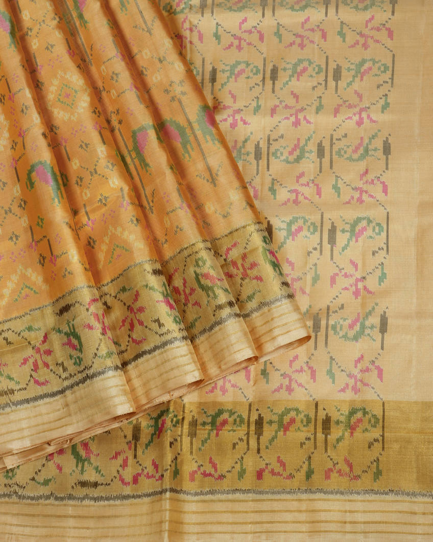 Yellow Patola Silk Saree T4062272