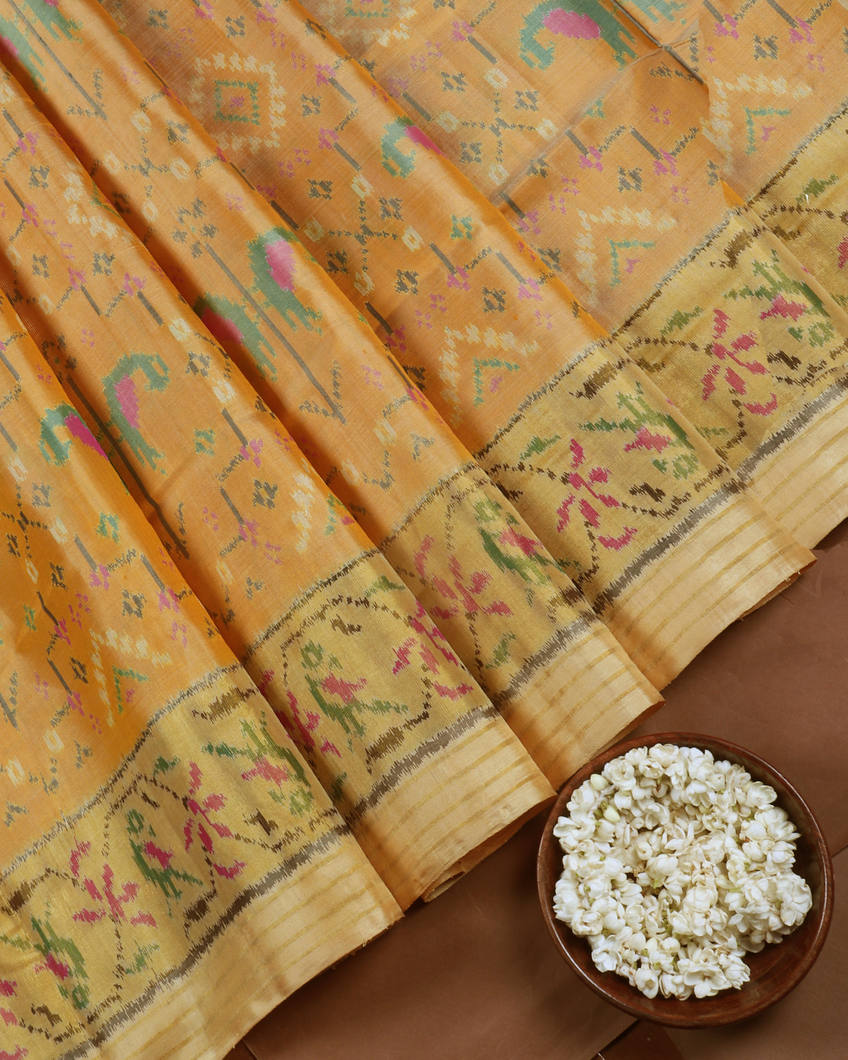 Yellow Patola Silk Saree T4062274