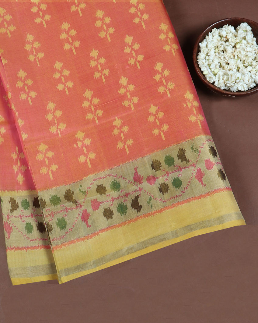Orangish Pink Patola Silk Saree T416536-image